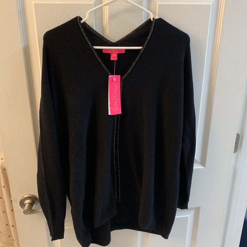 Lilly Pulitzer Sevie Tunic Sweater - Black - Size M